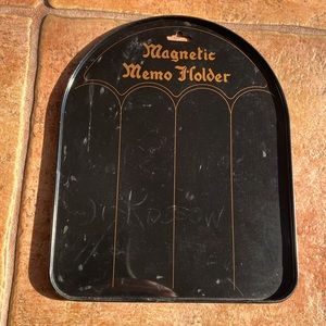 Vintage magnetic memo holder black hanging 1980s